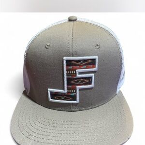Tan Lane Frost Trucker Hat with Patterned Logo